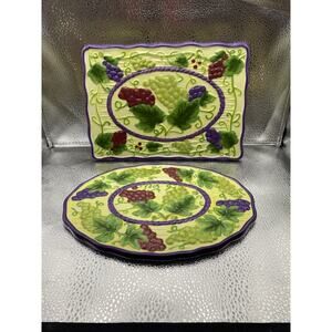 TEMP-TATIONS By Tara “Fresh Crop” (2) Trivets Purple Scalloped Edge Grapevines